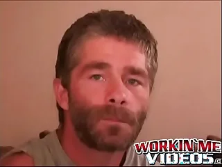 Bearded mature jubilant dude loves anal play while masturbating